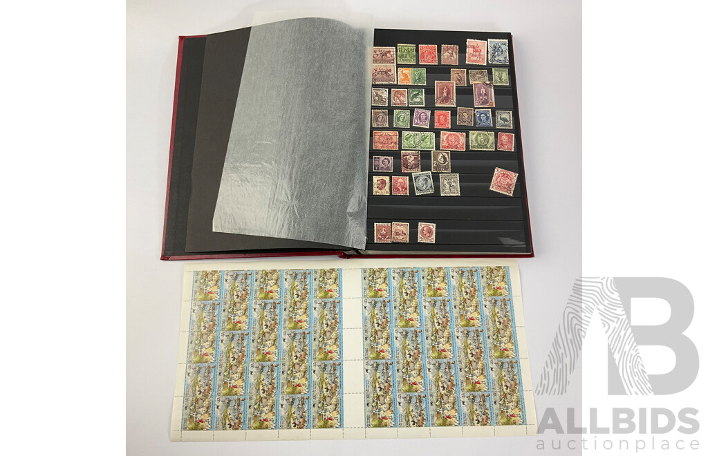 Album of Australian Mint and Cancelled Stamps Including Predecimal Through to 1980's, First Fleet Sheets, with Fiji Predecimal and United Kingdom Examples