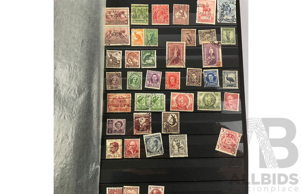 Album of Australian Mint and Cancelled Stamps Including Predecimal Through to 1980's, First Fleet Sheets, with Fiji Predecimal and United Kingdom Examples