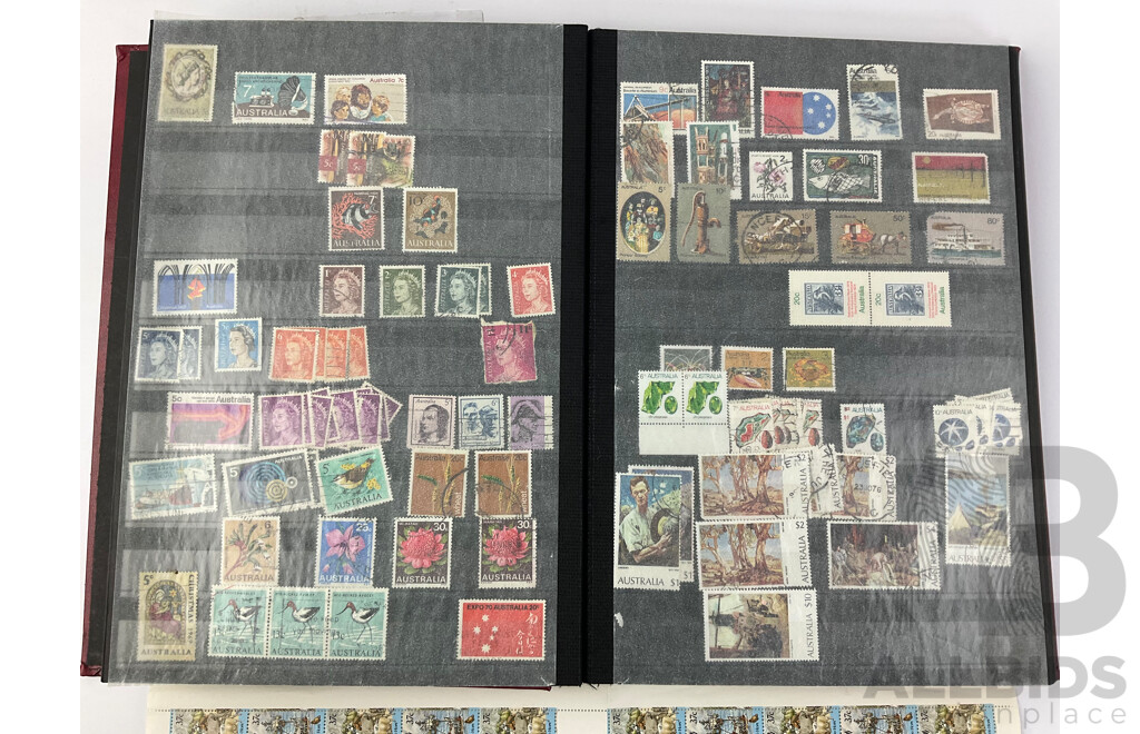 Album of Australian Mint and Cancelled Stamps Including Predecimal Through to 1980's, First Fleet Sheets, with Fiji Predecimal and United Kingdom Examples