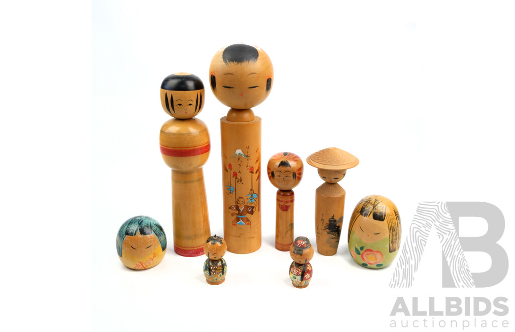 Collection Vintage Japanese Kokeshi Dolls