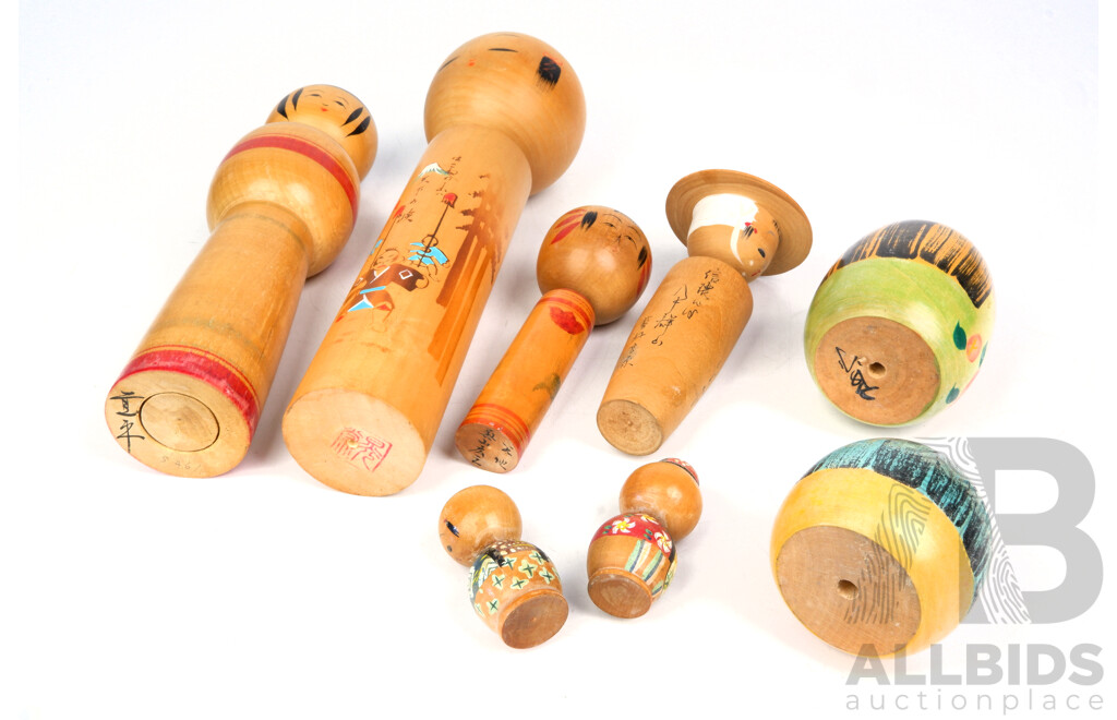 Collection Vintage Japanese Kokeshi Dolls