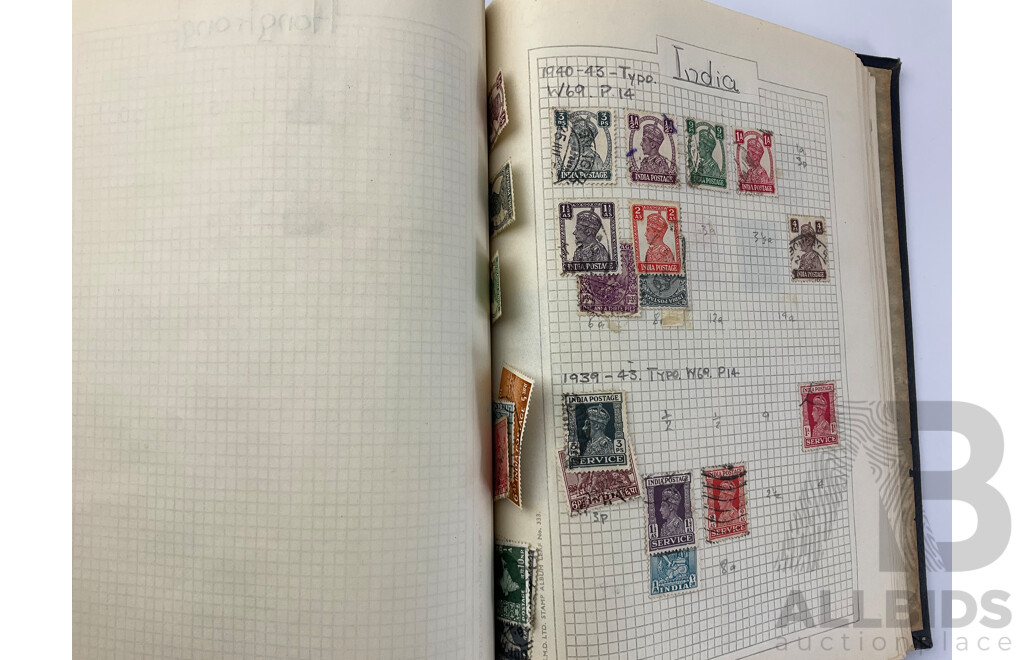 Album of Antique and Vintage Stamps Including Ceylon, Palestine, France, England, Germany, USA and More