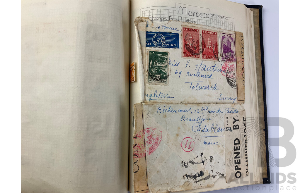 Album of Antique and Vintage Stamps Including Ceylon, Palestine, France, England, Germany, USA and More