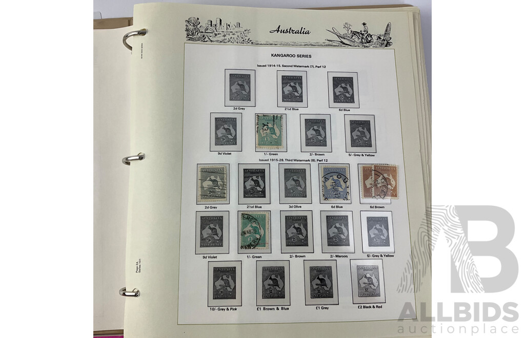 Australian Seven Seas Second Edition Stamp Album with Six Vintage Australian Stamp Reference Booklets