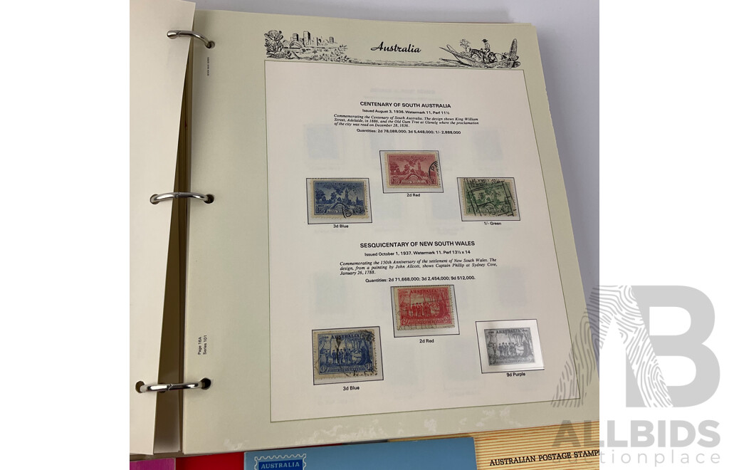 Australian Seven Seas Second Edition Stamp Album with Six Vintage Australian Stamp Reference Booklets