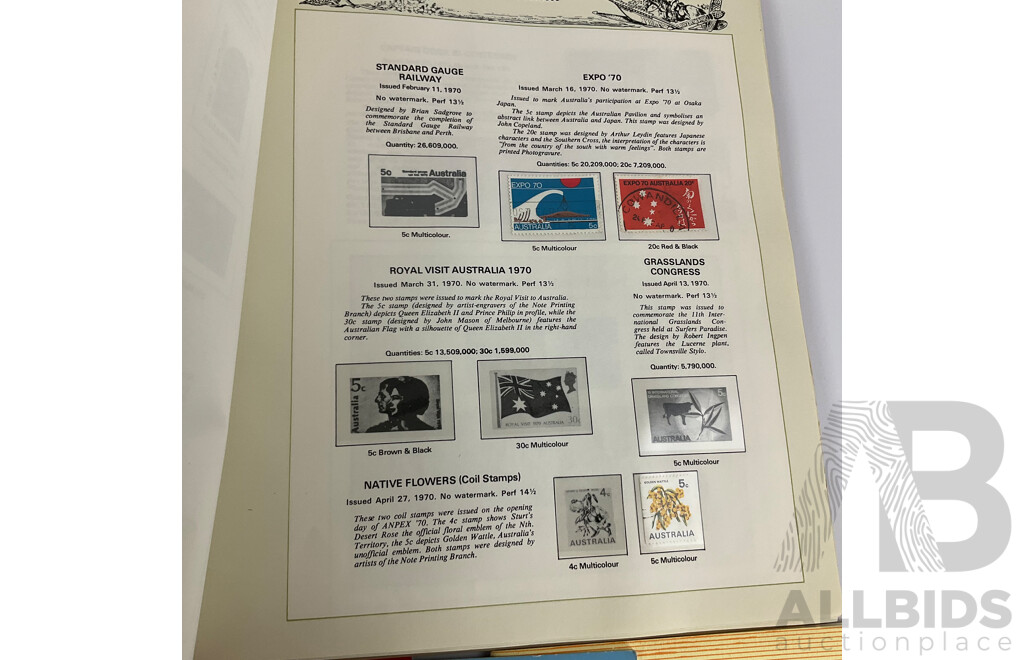 Australian Seven Seas Second Edition Stamp Album with Six Vintage Australian Stamp Reference Booklets