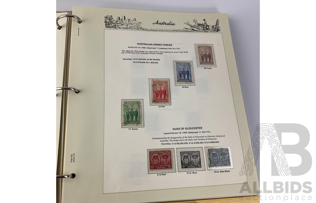 Australian Seven Seas Second Edition Stamp Album with Six Vintage Australian Stamp Reference Booklets