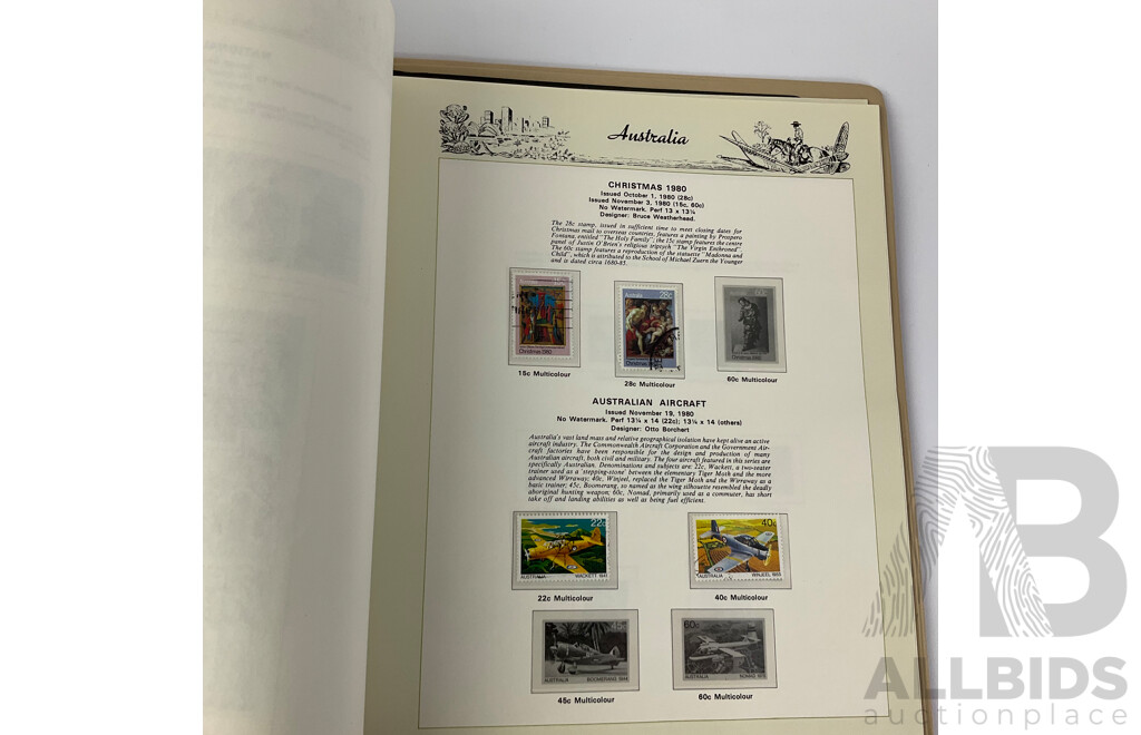 Australian Seven Seas Second Edition Stamp Album with Six Vintage Australian Stamp Reference Booklets