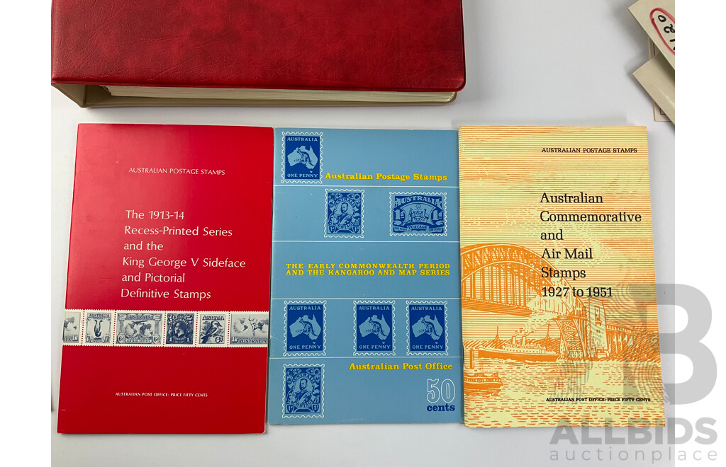 Australian Seven Seas Second Edition Stamp Album with Six Vintage Australian Stamp Reference Booklets