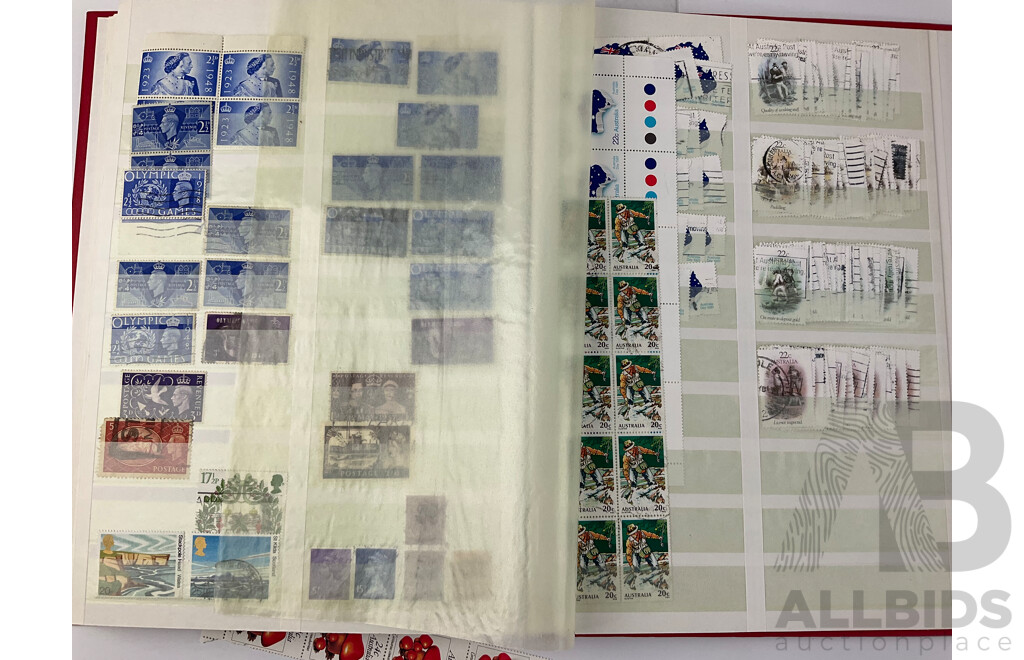 Album of Australian Stamps Including Predecimal, Strips and Blocks, Examples From 1900's to Early 1980's