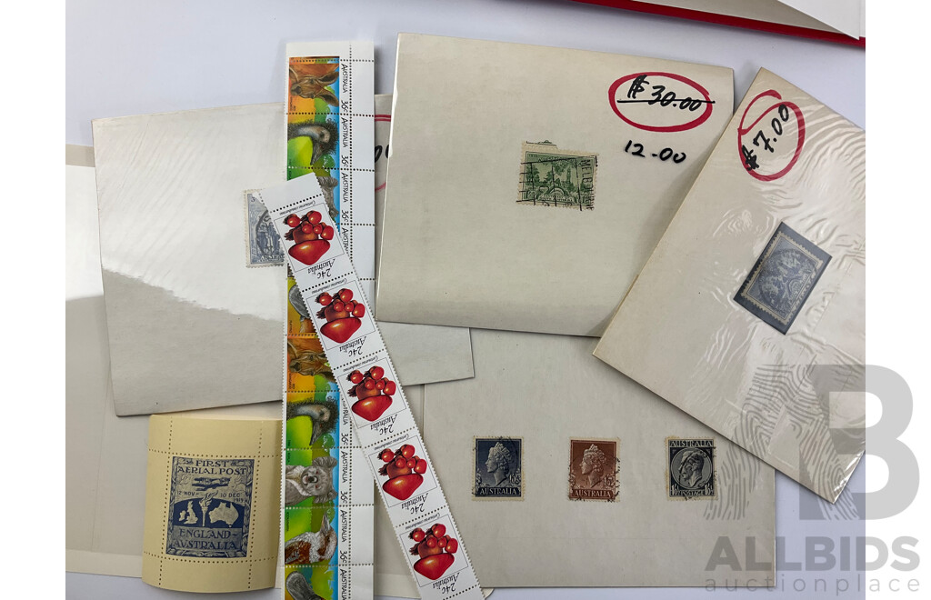 Album of Australian Stamps Including Predecimal, Strips and Blocks, Examples From 1900's to Early 1980's