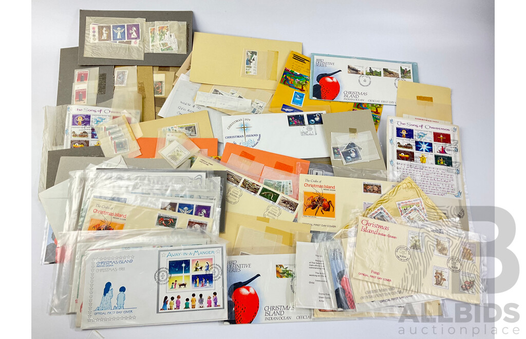 Collection of 1970's and 80's Christmas Island and Christmas Themed Mint Stamps and First Day Covers