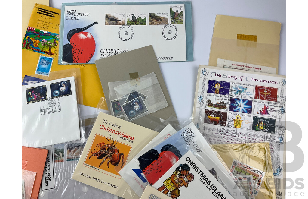 Collection of 1970's and 80's Christmas Island and Christmas Themed Mint Stamps and First Day Covers