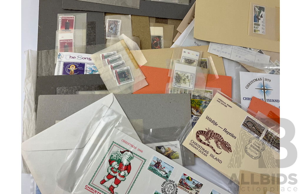 Collection of 1970's and 80's Christmas Island and Christmas Themed Mint Stamps and First Day Covers