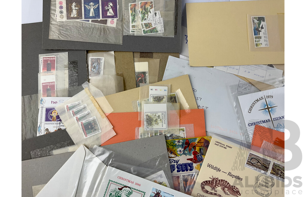 Collection of 1970's and 80's Christmas Island and Christmas Themed Mint Stamps and First Day Covers