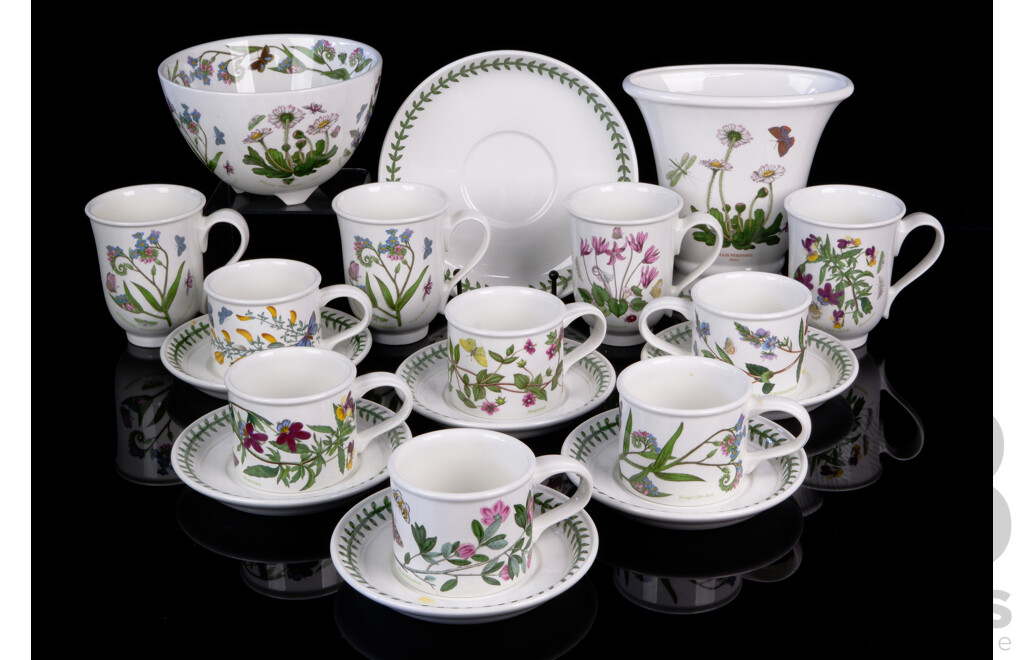 Collection 19 Pieces Portmeirion Porcelain in the Botanic Garden Series Including Vase, Six Duos and More