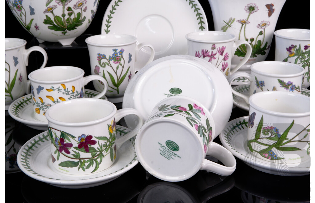 Collection 19 Pieces Portmeirion Porcelain in the Botanic Garden Series Including Vase, Six Duos and More