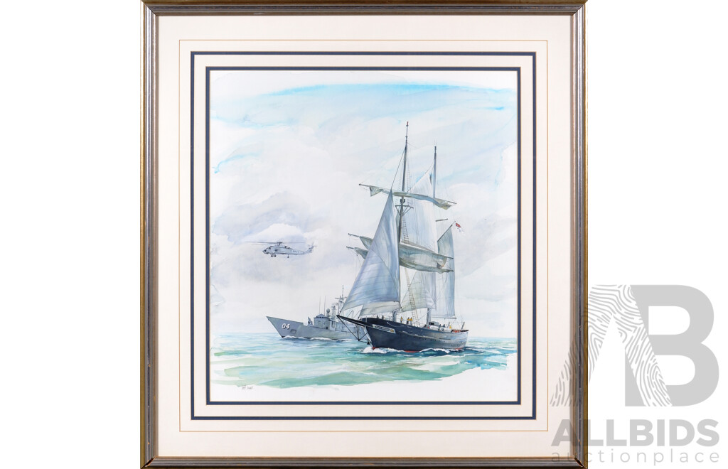 Jeff Isaacs, (20th Century, Australian, 1936-), Young Endeavour, Watercolour on Card, 54.5 X 51 Cm (image)