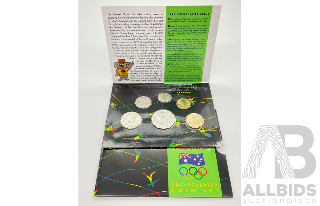 Australian RAM 1992 Six UNC Coin Set with Olympic One Dollar Coin