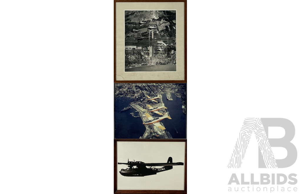 Collection of Three Vintage Military Plane Photographs, Largest Frame (46.5 X 61 cm) (3)