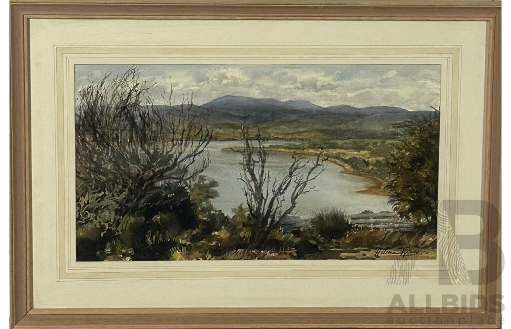 Hilma Tyson, (20th Century, Australian, 1924-?), Tranquil View Over Lake, Watercolour on Card, 50 X 73.5 Cm (frame)