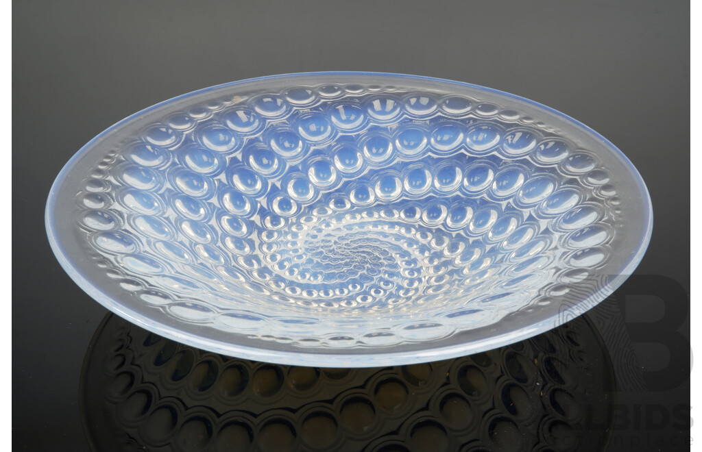 Vintage French Lalique Opalescent Glass Coupe Bowl in Volutes Pattern