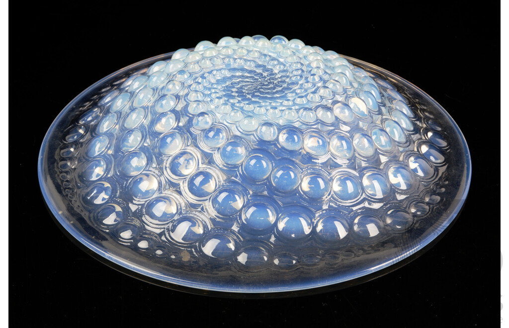 Vintage French Lalique Opalescent Glass Coupe Bowl in Volutes Pattern