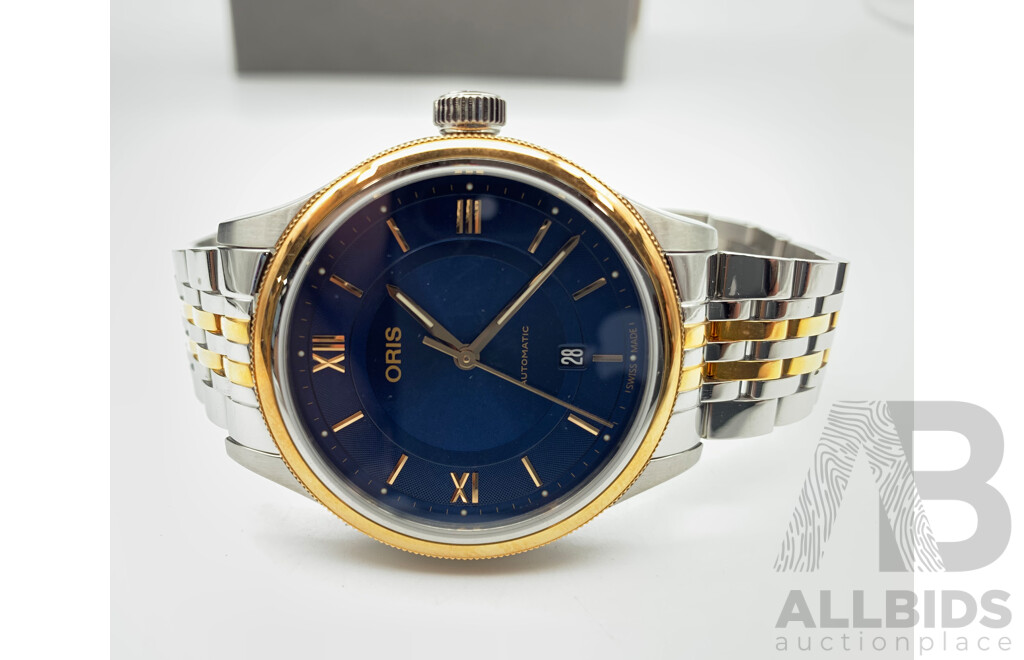 Oris Classic Two-Tone Men's Watch with Blue Dial