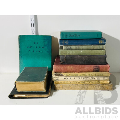 Collection of Vintage and Antique Hard Cover Books Including 1955 Copy of the Guinness Book of Records, Jane Eyre and More