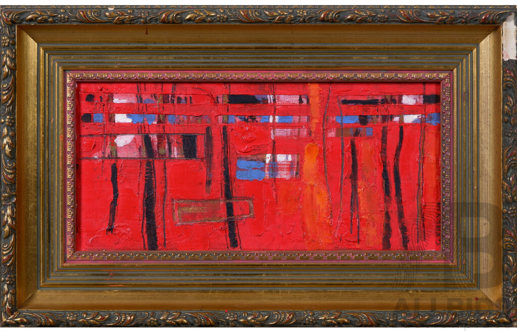 Geoff Kiely, (Contemporary, Australian), Pair of Abstract Miniatures in Gilt Frames, Oil on Canvas (2)