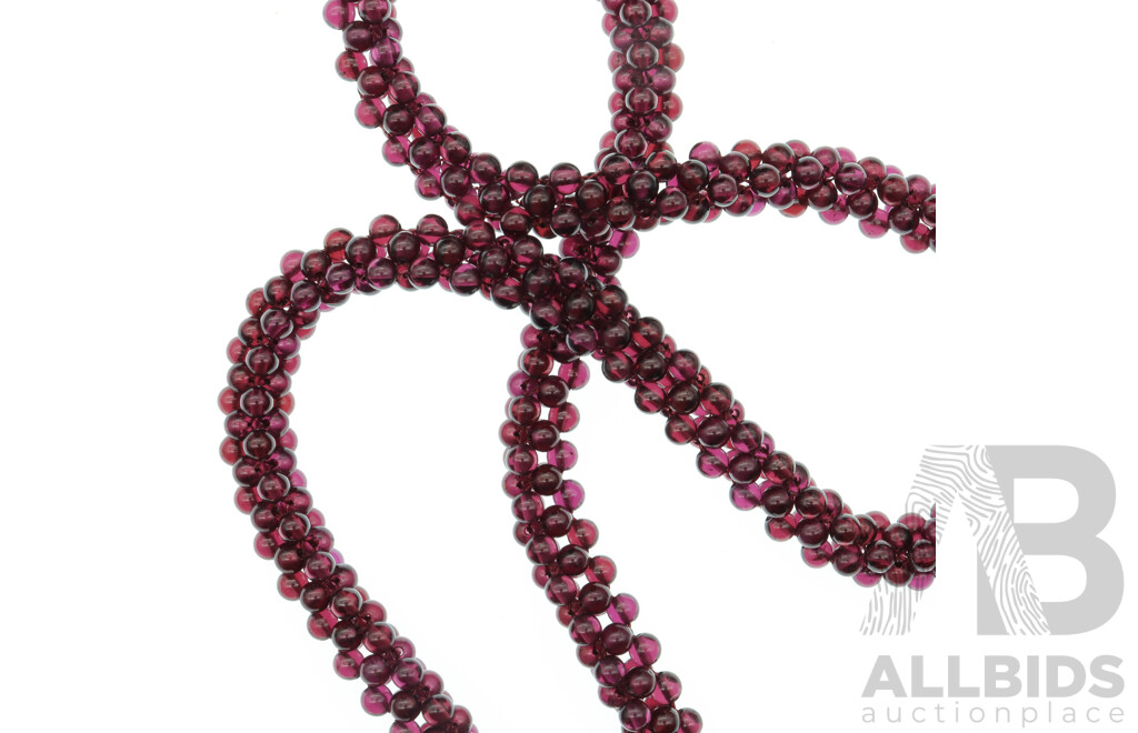 Vintage Natural Garnet Beaded Necklace, 40cm, with Sterling Silver Box Clasp with Garnet