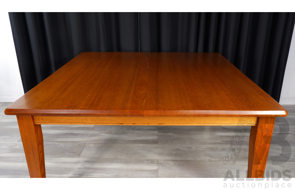 Modern Timber Table with Eight Ladder Back Chairs