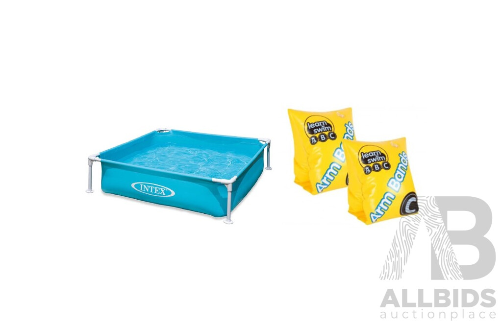 Intex Mini Frame Pool & Clarkee Arm Bands Ages 6-12 - Valued at $94.90