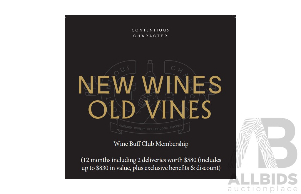 Wine Buff Club Membership - Contentious Character Urban Winery - Valued at $830