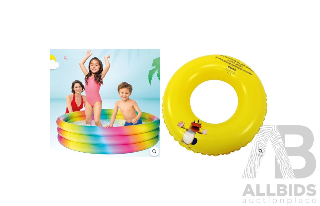 Intex Rainbow Ombre Kids Pool Clarkee Swim Ring Ages 3-6