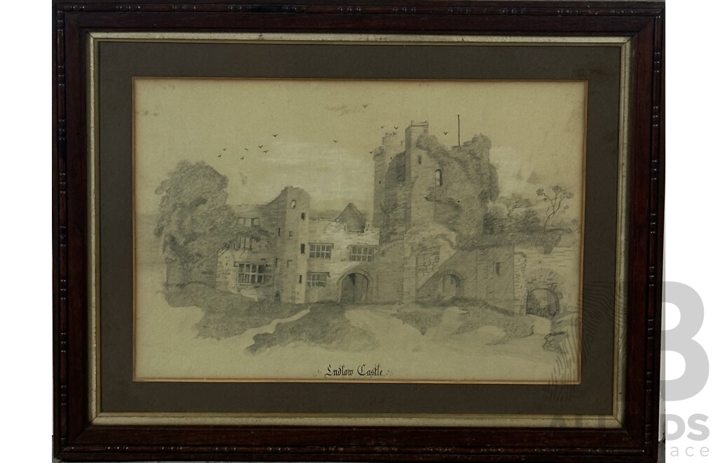 Artist Unknown, Ludlow Castle, Pencil on Paper, 32 x 47 cm (image)