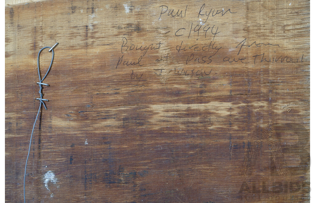 Paul Ryan, (20th Century, Australian - Born in New Zealand, 1964- ), Lone Rose, 1994, Acrylic on Reclaimed Piece of Timber Painted White, 27.5 x 32 cm