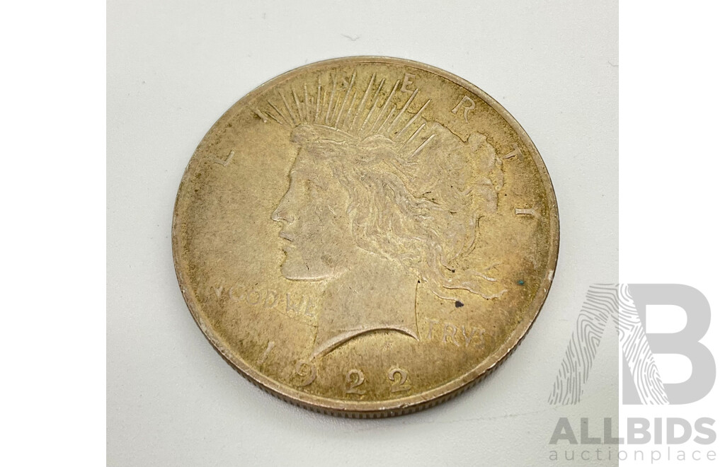 USA 1922 Peace Dollar Silver Coin .900