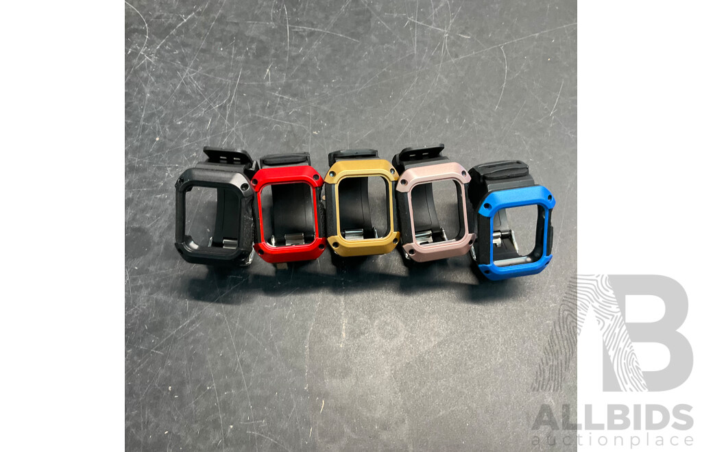 Assorted of Silicone Band Strap with Bumper Cover for Apple Watch 40mm and 44mm - Lot of 57 - Estimated Total ORP $1,425.00