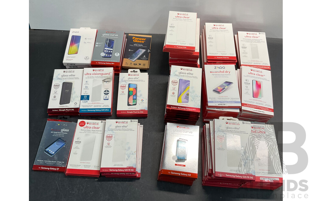 Large Lot of INVISIBLE SHIELD,ZAGG,PANZER GLASS Phone Screen Protector for Samsung/Google/HAUWEI/OPPO