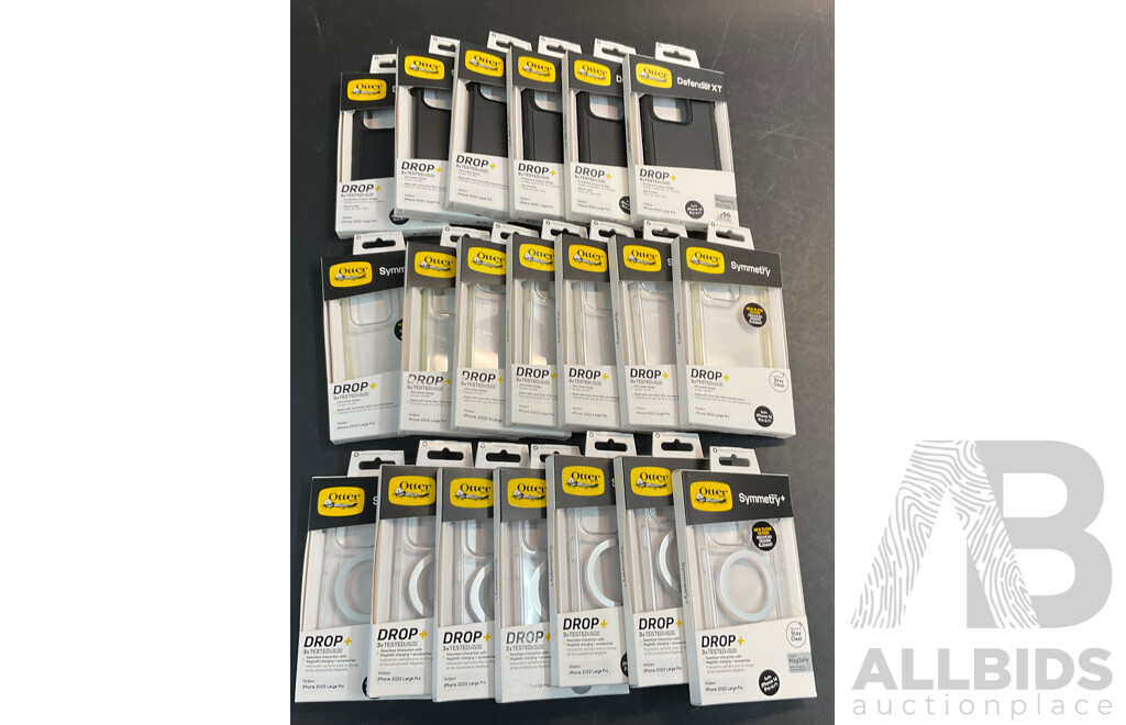 OTTERBOX Symmetry+ /Symmetry/DefenderXT Phone Case for Iphone14 Pro - Lot of 20 - Estimated Total ORP$1,000