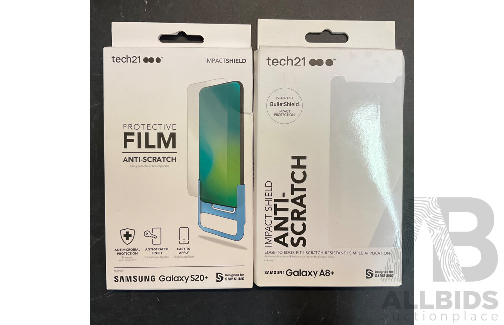 Assorted of OTTERBOX/TECH21/ PANZER Glass Screen Protector for Samsung/Apple - Lot of 26 - Estimated Total ORP $850