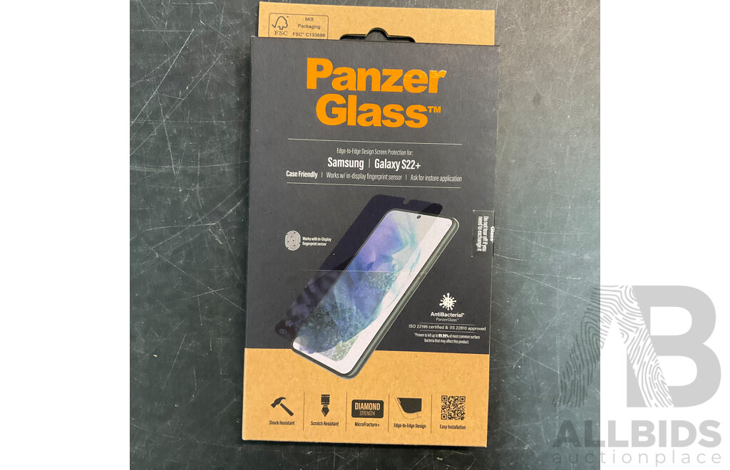 Assorted of OTTERBOX/TECH21/ PANZER Glass Screen Protector for Samsung/Apple - Lot of 26 - Estimated Total ORP $850