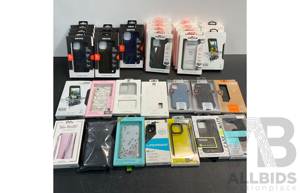 SURVIVOR & UAG & Assorted of Phone Case for IPhone - Lot of 33 - Estimated Total ORP$1,650