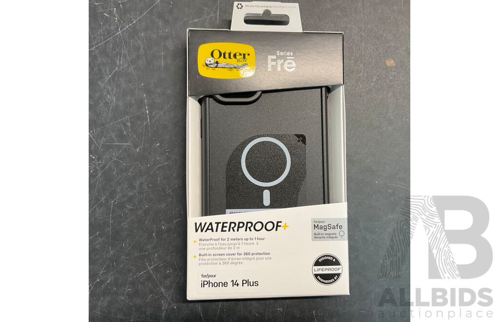 OTTERBOX Fre Phone Case with Magsafe for IPhone 14 Plus - Black & Purple - Lot of 11- Estimated Total ORP$1,419.00