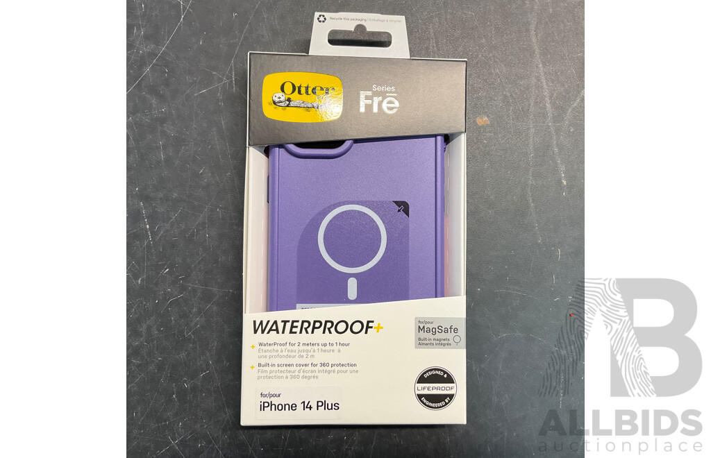 OTTERBOX Fre Phone Case with Magsafe for IPhone 14 Plus - Black & Purple - Lot of 11- Estimated Total ORP$1,419.00