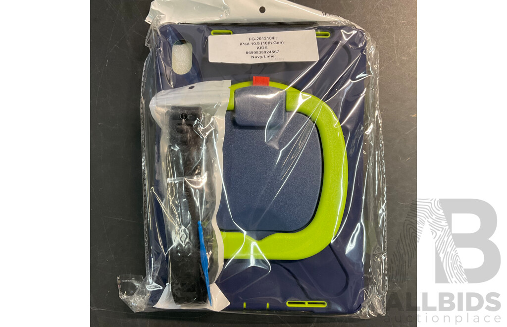 Tablet Protective Case for Kids for IPad 10.9 (10th Gen) - Navy /Lime - Lot of 18 - Estimated Total ORP $900.00