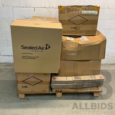 Pallet of Assorted Mailer boxes and bags