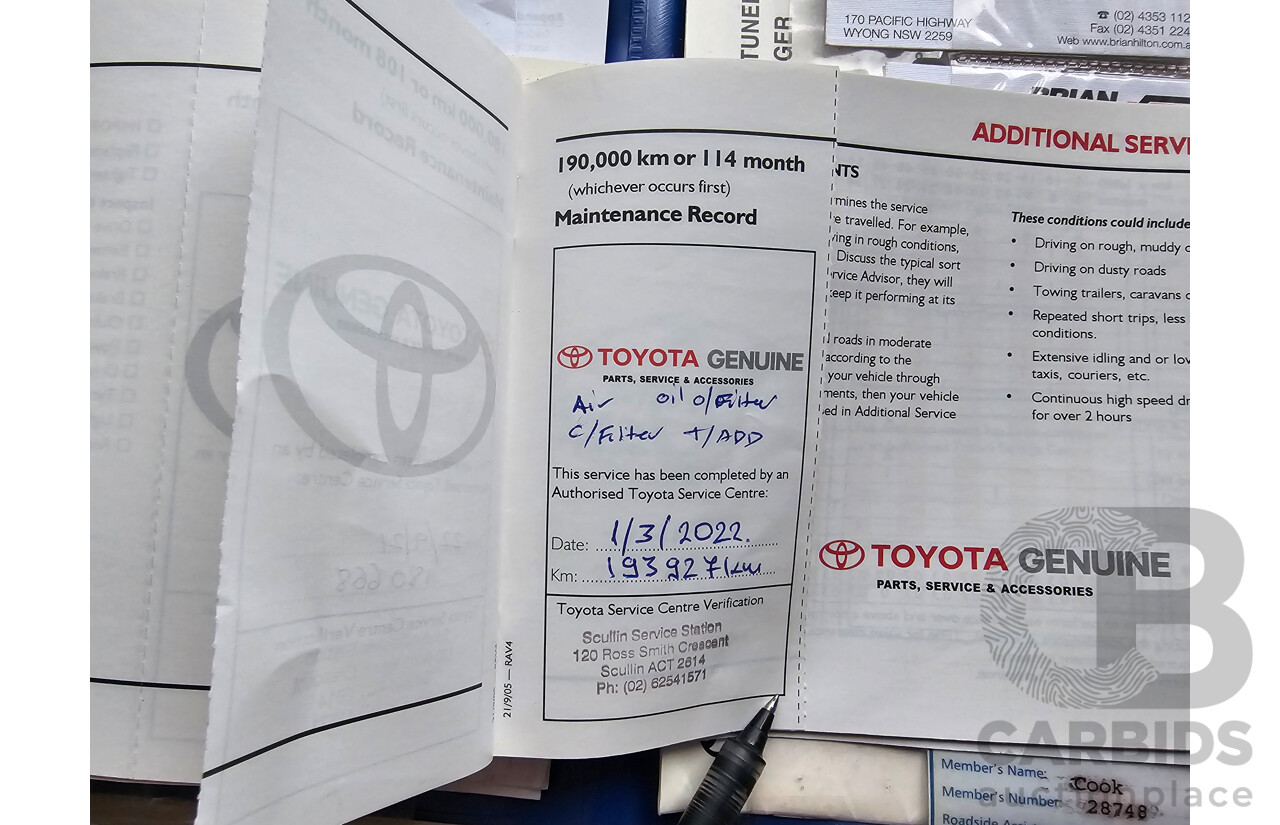 2/2006 Toyota Rav4 Cruiser (4x4) ACA33R 4d Wagon Black 2.4L