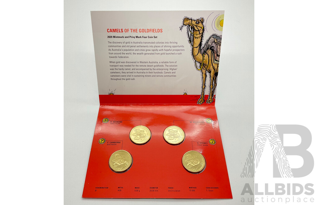 2020 RAM Four Mint and Privy Marked Coin Set. Camels of the Goldfields.